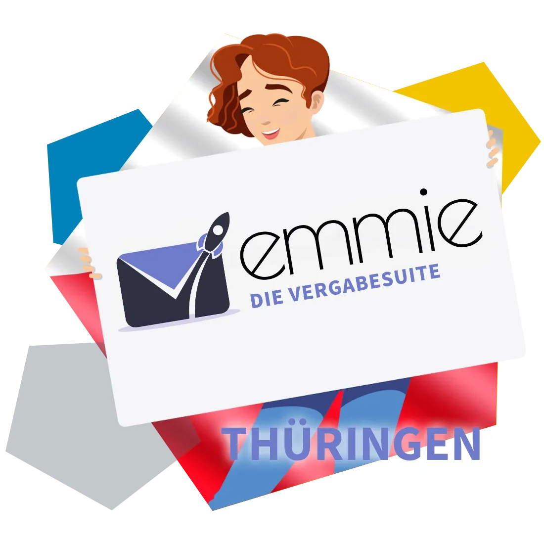 EMMIE Online-Vergabe-Plattform für Thüringen Sicheres Online-Vergabe-Management für Vergabestellen in Thüringen EMMIE-Logos und Figur