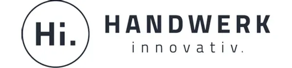 Logo des Portals Handwerk Innovativ mit Schriftzug und Bildelement aus dem Corporate Design, entwickelt von der AM GmbH
