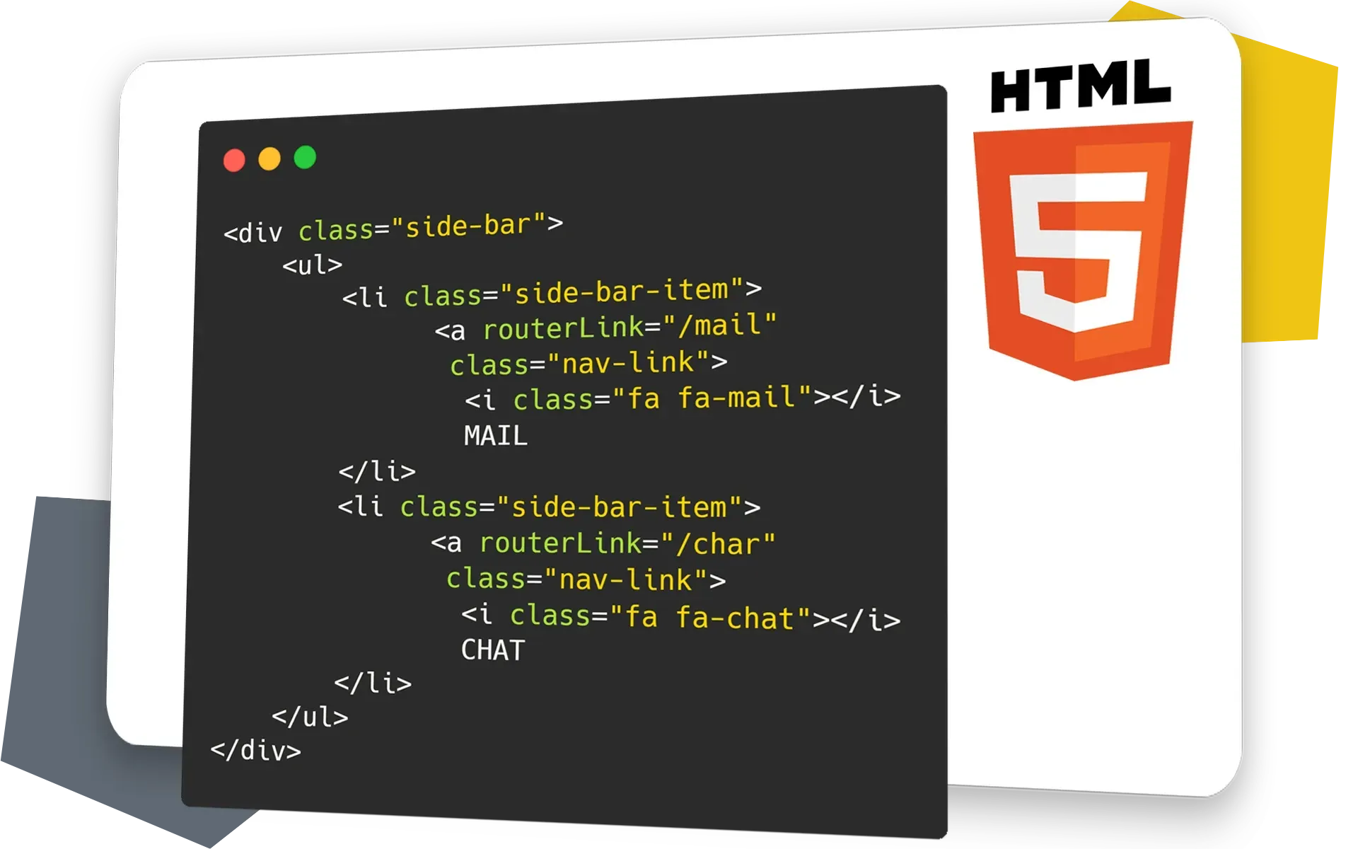 HTML element as a content module for the page builder, symbolized by the HTML5 logo