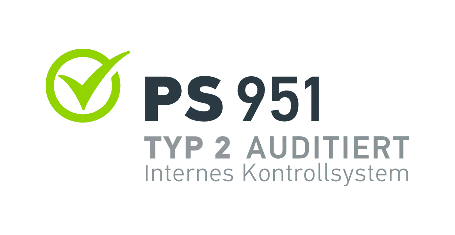 Zertifikat für den Prüfungsstandard eines internen Kontrollsystems nach IDW PS 951 des Typ 2.
