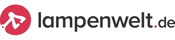 Logo der AM-Referenz Lampenwelt mit kreisrundem Bildelement für den Onlineshop