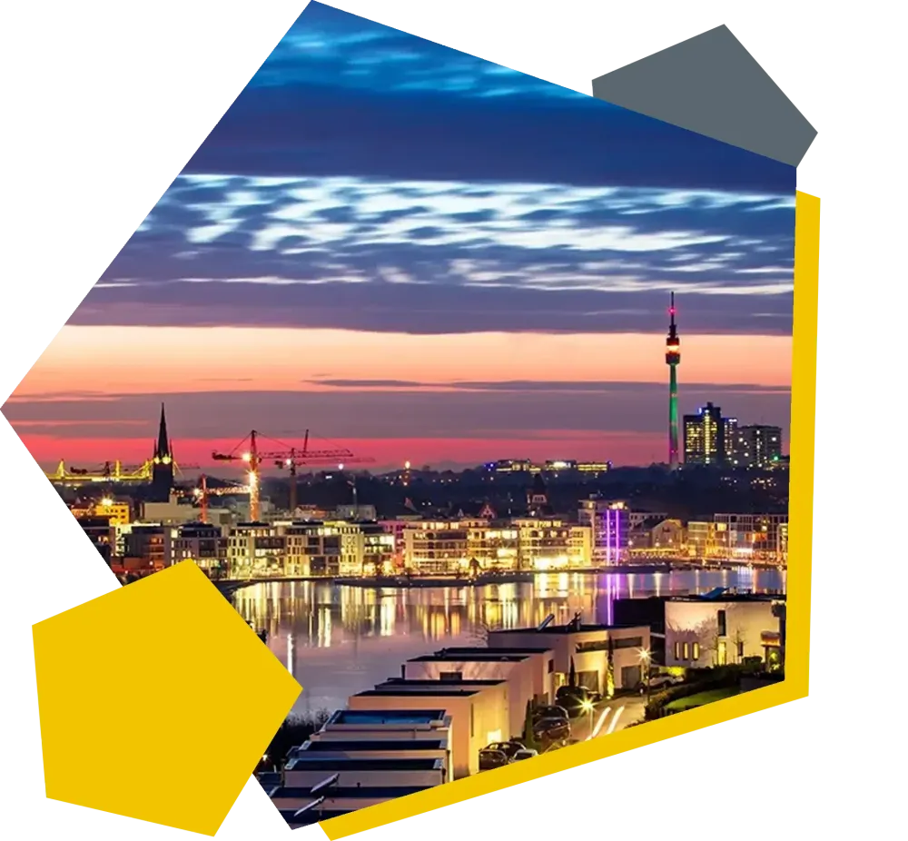 AM GmbH location Dortmund Idyllic view over the Phoenix Lake in Dortmund