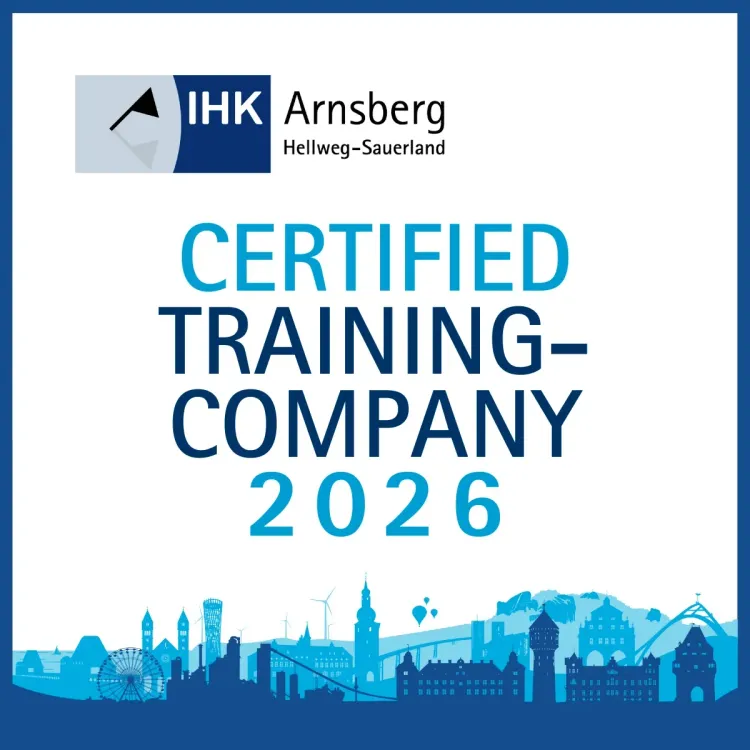 Training certificate from the IHK Arnsberg for the year 2026