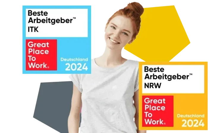 Auszeichnungen für die AM GmbH in den Kategorien Beste Arbeitgeber in der ITK und Beste Arbeitgeber in NRW