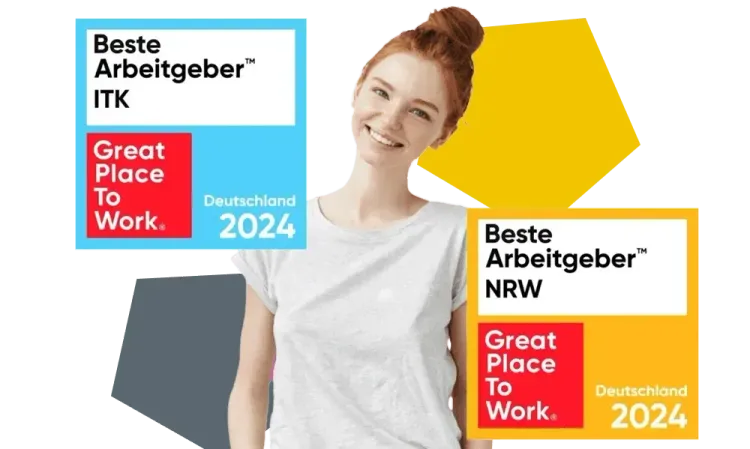 Awards for AM GmbH in the categories Best Employers in ICT and Best Employers in NRW