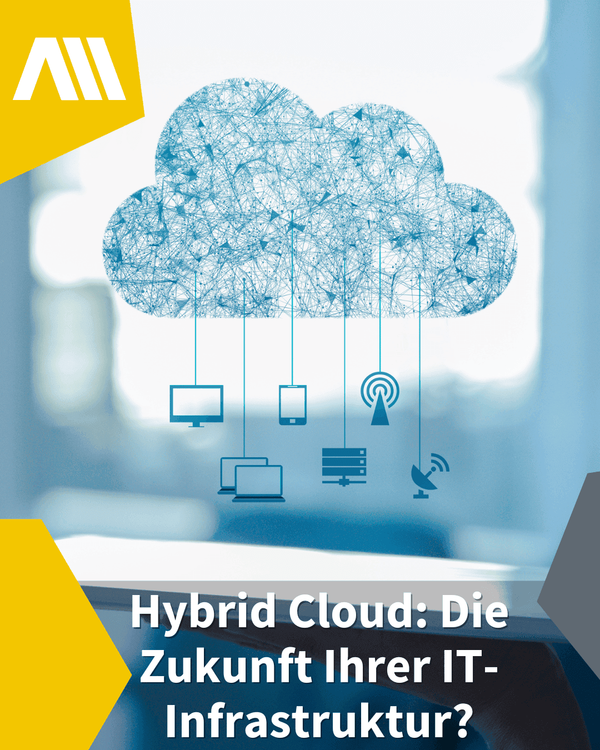 Die Hybrid Cloud als Lösung für Unternehmen Wolke an der digitale Endgeräte hängen