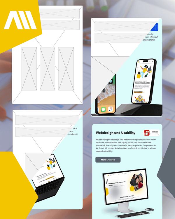 Die Website der AM GmbH wird noch besser Screenshot der Konzeption eines Prototypen