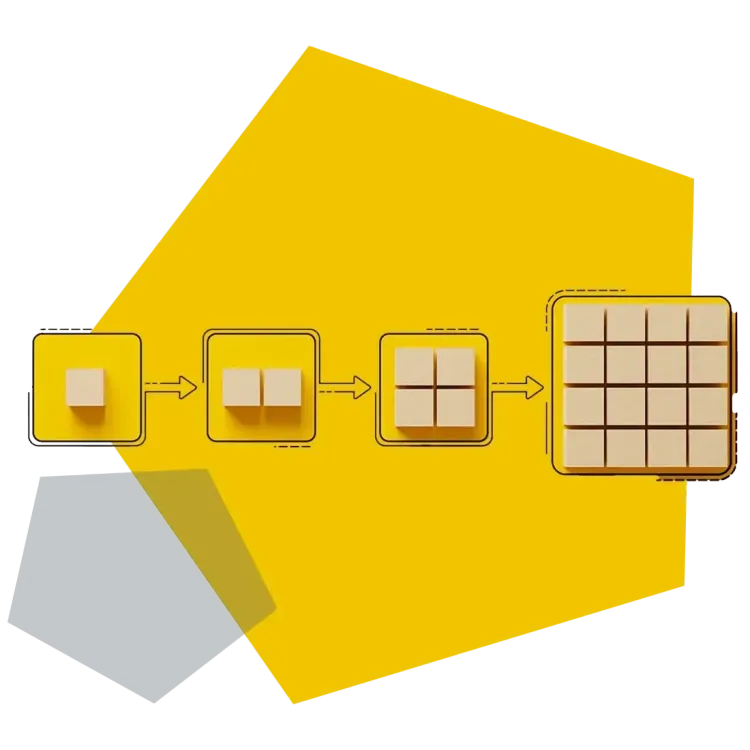 Effizientes Prozessmanagement für optimierte Workflows Darstellung eines Prozesses im Prozessmanagement auf gelbem Hintergrund