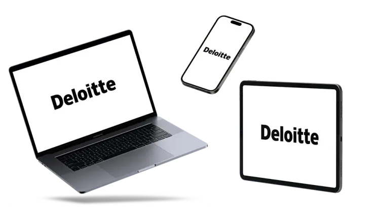 Helpdesk Support for Deloitte Notebooks and smartphones with the Deloitte logo for mobile device management