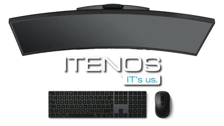 Servicedesk for Itenos A workplace with the Itenos logo illustrates the close corporate networking through the new in-house IT of AM GmbH