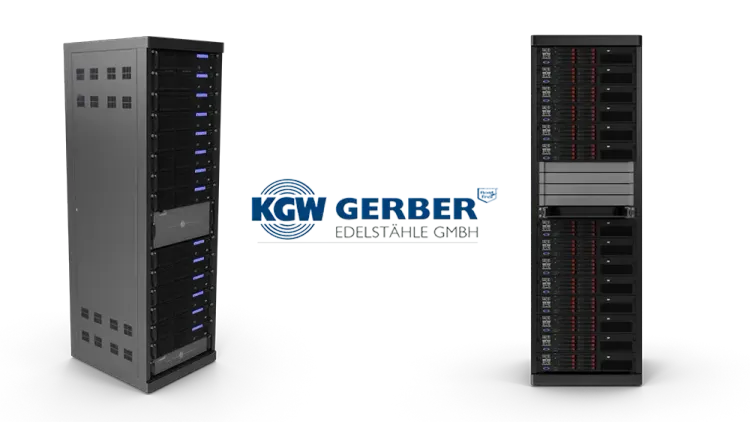 Zwei Servertürme mit dem Logo der KGW Gerber Edelstähle GmbH