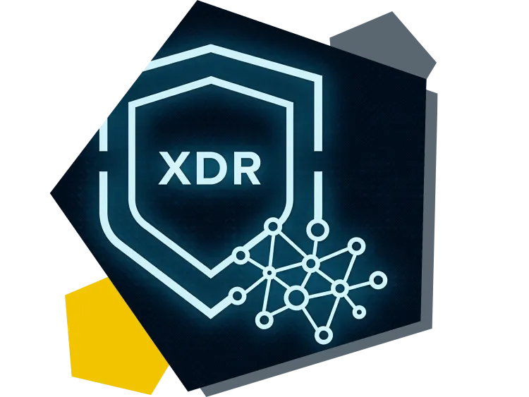 Microsoft Defender ist eine Sicherheitsplattform, das Ihre Anwendungen, Endgeräte und Co. überwacht Hologramm mit XDR-Schriftzug