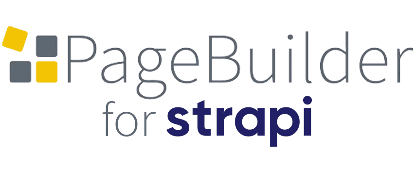 Logo vom PageBuilder für Strapi mit strapi-Schriftzug.