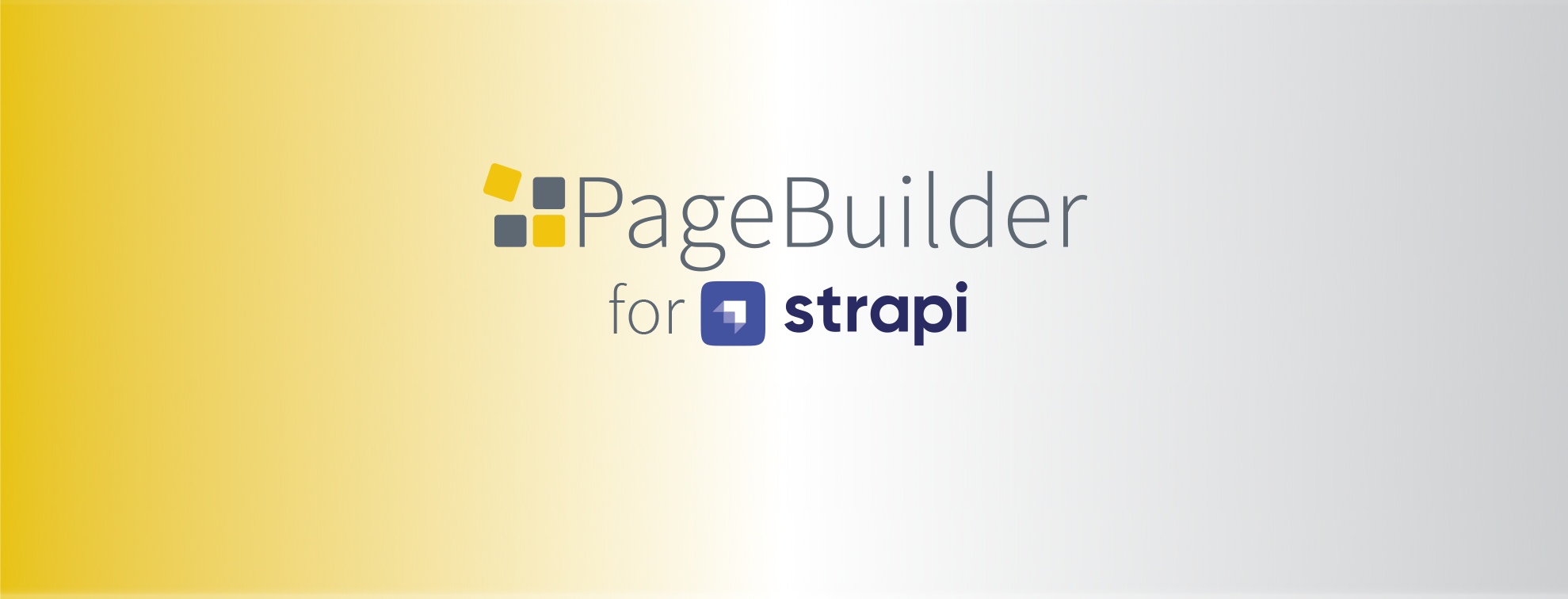 Colour gradient from yellow to grey with PageBuilder Logo in the middle.