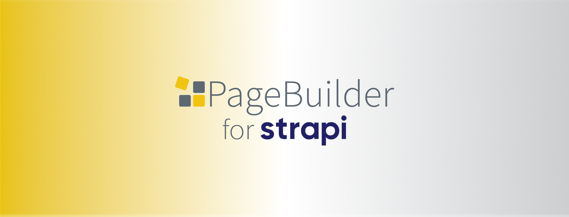 Farbverlauf von Gelb zu Grau mit PageBuilder-Logo in der Mitte.