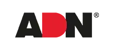 ADM Logo Letterings of the IT distributor ADN in red and black.