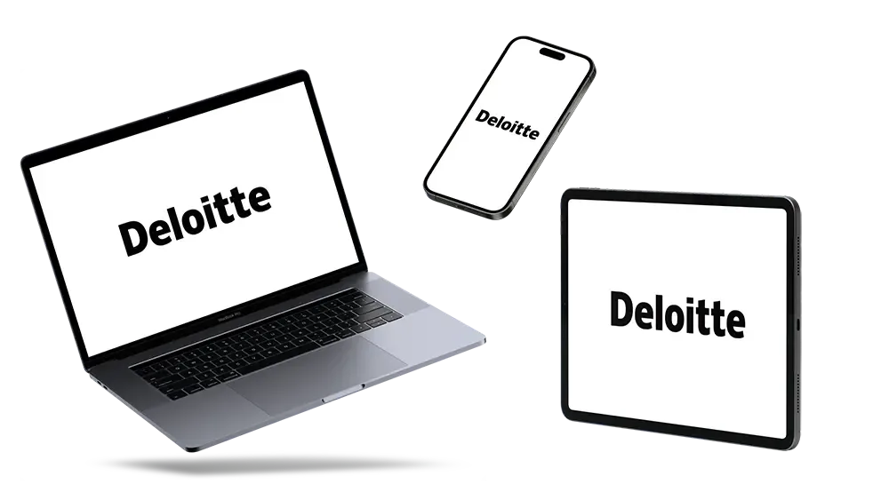 Helpdesk Support for Deloitte Notebooks and smartphones with the Deloitte logo for mobile device management