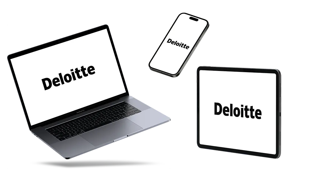 Notebook und Smartphone mit Deloitte-Logo für das Mobilfunk-Management
