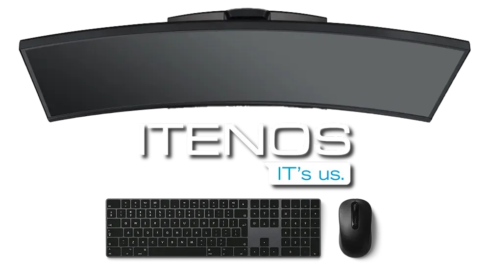 Servicedesk for Itenos A workplace with the Itenos logo illustrates the close corporate networking through the new in-house IT of AM GmbH
