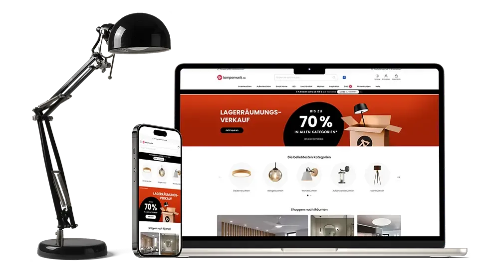 Lampenwelt.de online shop upgrade Laptop with the SEO and performance-optimized Lampenwelt online shop