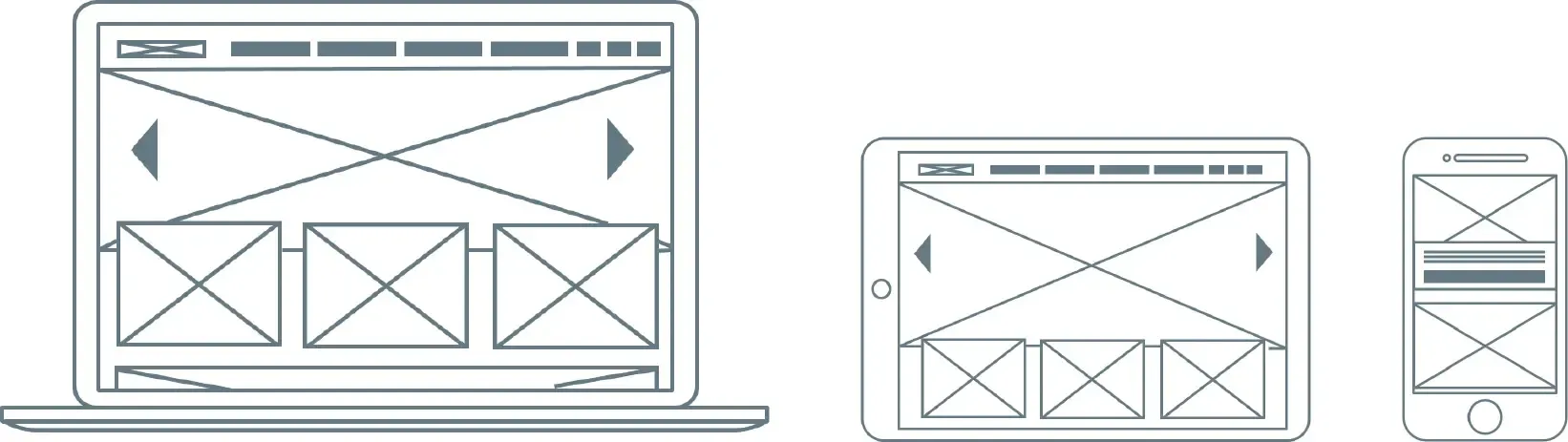 UI-Design des Telekom Personalportals Schema des User Interfaces vom Personalportal, für eine gute Bedienung auf allen Endgeräten