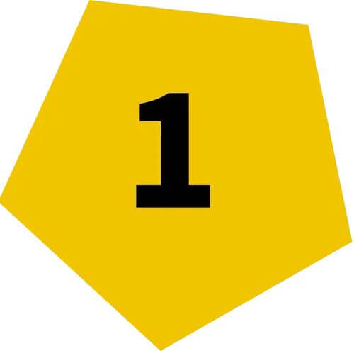 Gelbes Polygon mit der Zahl 1 in schwarz für eine Ablaufstrecke.