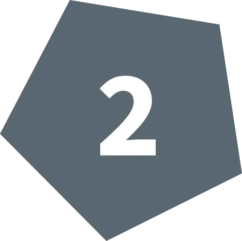Graues Polygon mit der Zahl 2 in weiß für eine Ablaufstrecke.