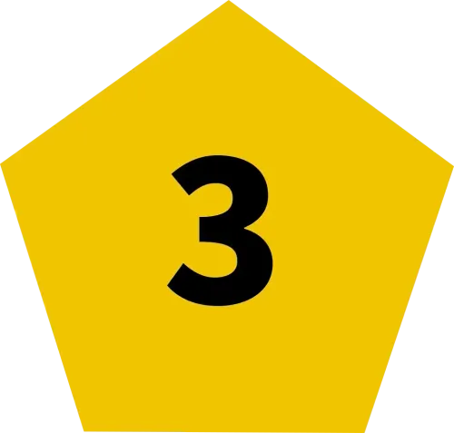 Gelbes Polygon mit der Zahl 3 in schwarzer Farbe für die Ablaufstrecke.