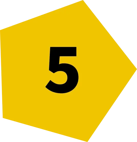 Gelbes Polygon mit der schwarzen Zahl 5 für eine Ablaufstrecke.