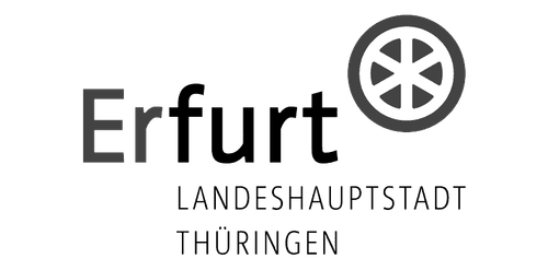 Referenz-Logo der Landeshauptstadt Thüringen, Erfurt, in grau, für die EMMIE Vergabe-Plattform.